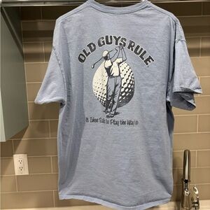 Y2K Old Guys Rule Golf Tee Light Blue Size XL